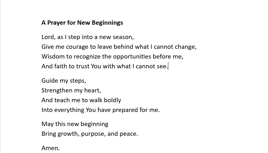 A Prayer for New Beginnings